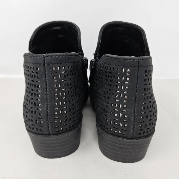 Mia Kid's Girl's Ankle Booties Sz 11M Black Faux Leather Zip Perforated Cutout - Picture 4 of 9